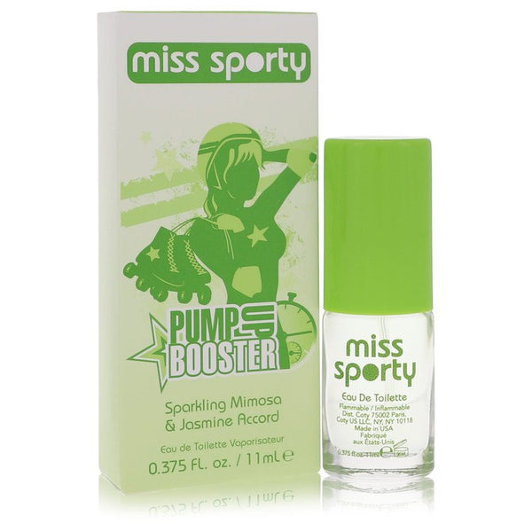 Miss Sporty Pump Up Booster by Coty Sparkling Mimosa & Jasmine Accord Eau De Toilette Spray .375 oz for Women